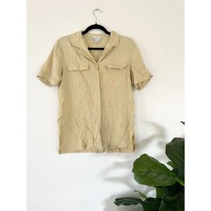 Anna and Frank Button Up Shirt, Womens, Silk, Yellow Cream